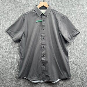 Report Collection Men's Button‎ Down Print Shirt Grey L